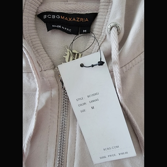 BNWT Y2K Women's Med BCBGMaxAzria Canvas Colored Bedazzled Blue Peacock Hoodie - Picture 6 of 12